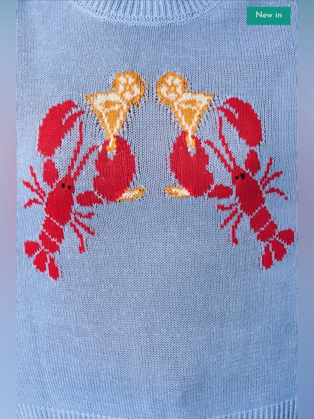 Sunday Edition Lobsters & Cocktails Sweater Blue Size L - Picture 5 of 14